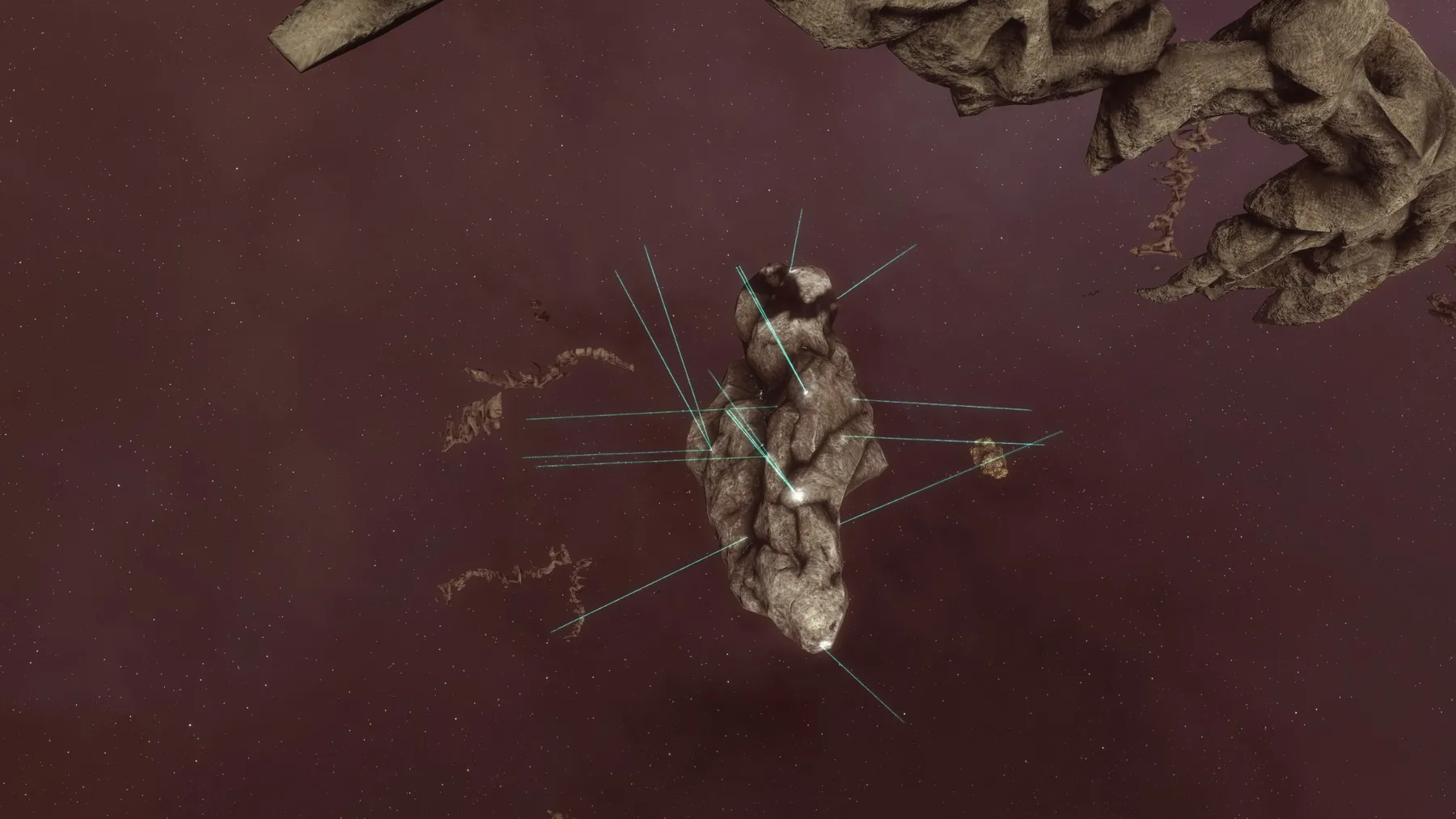 Asteroid field in wormhole space